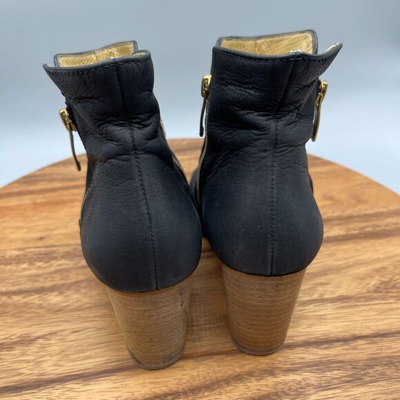 Paul Green Shoes Bellini Black Suede Open Toe Heel Booties Size 7.5 Double Zip - Picture 4 of 8